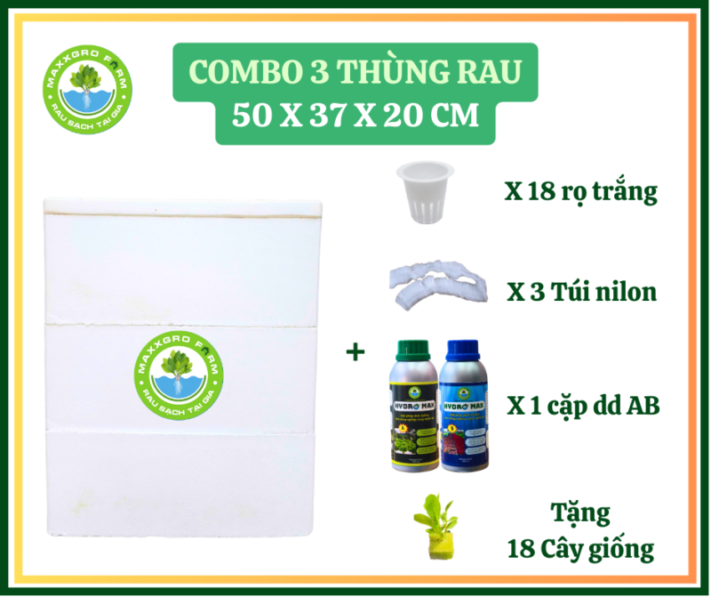 Kit 3Thùng - Có  AB - rau ăn lá